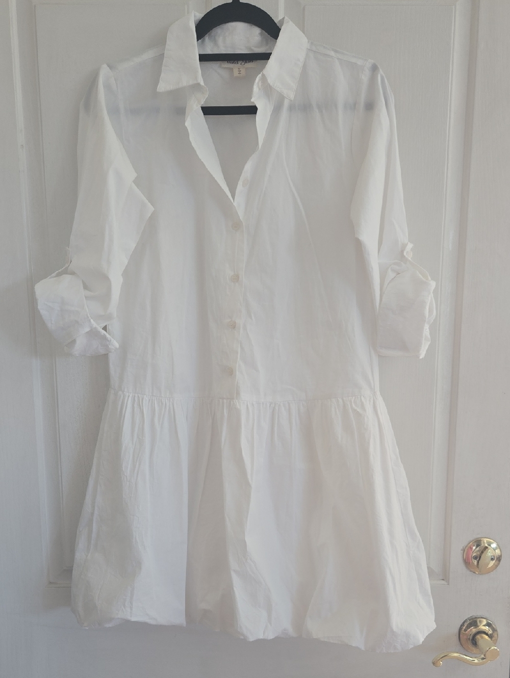 White Collared Mini Shirt Dress